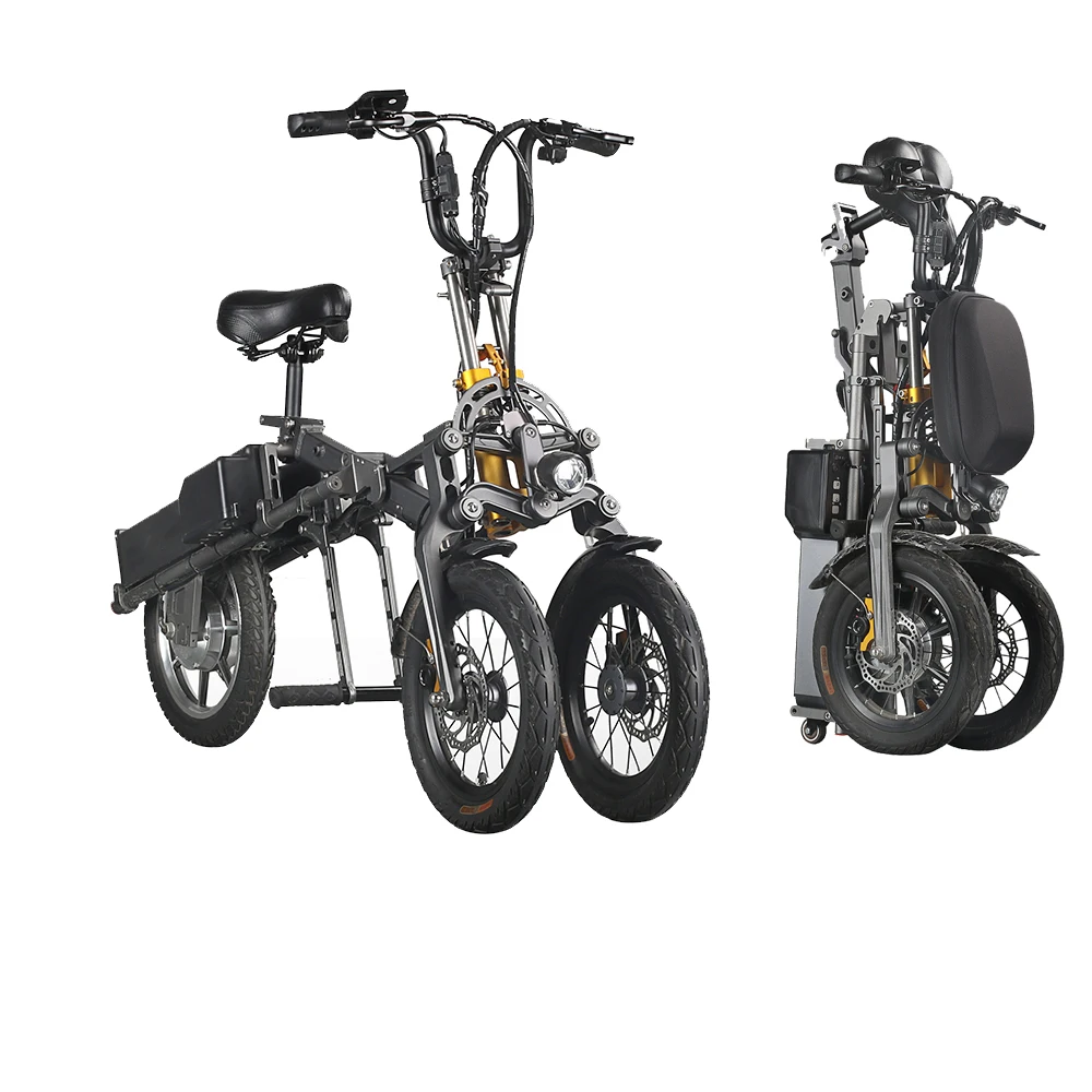 

Foldable 350w 48v ebike waterproof 3 wheels scooter 14inch folding electric bike