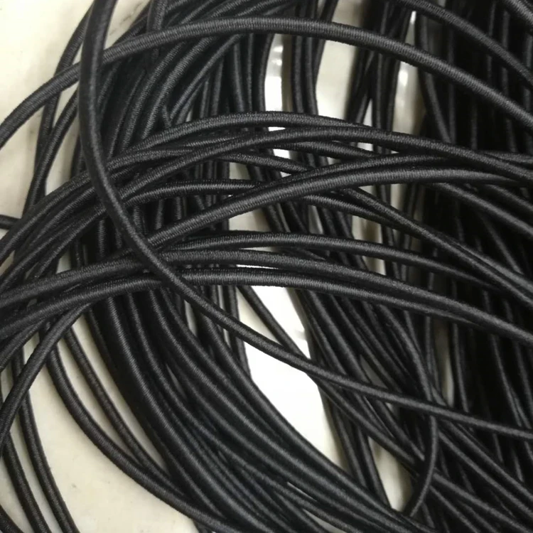 

Factory Sale Black Round Webbing Elastic Band Elastic Cord Shock Rope 2.5mm for Garment Bags Shoes