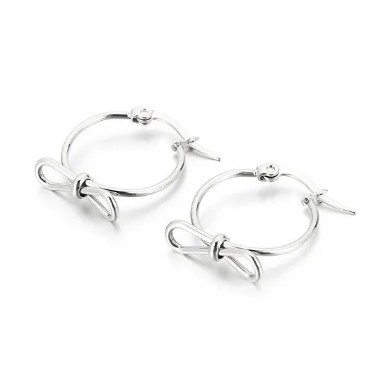 

Women Stainless Steel Women Hoop Jewelry Bowknot Cute Earring, Gold