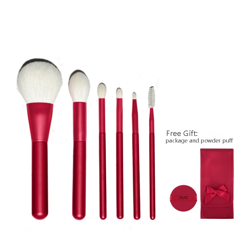 

Free Sample Christmas Presents Luxury Animal hair holiday gifts 6pecs makeup brush set goat hair beauty Eye shadow brush, As the picture shows or customized color