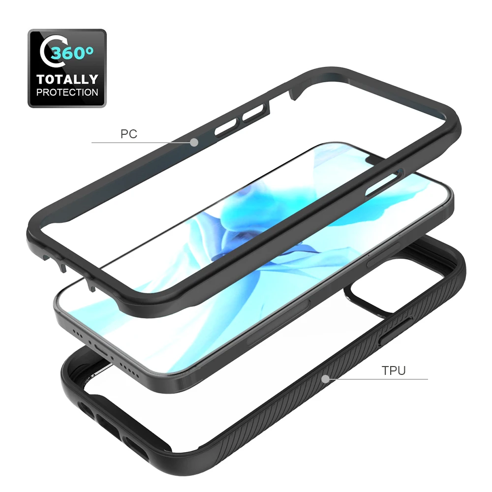 

360 full protective tpu and pc shockproof phone case cover for iphone 12 pro