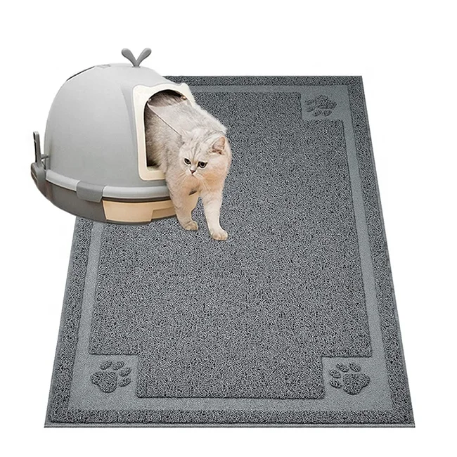 

pet cat litter mat double layer litter trapper pad pvc waterproof corner litter mat cats, Grey, beige