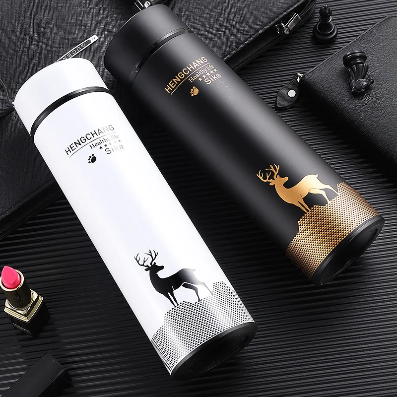 

500ml Creative Business Travel 304 Stainless Steel Water Bottle Vacuum Flask Christmas Elk Thermos Mug Custom Gift Cup Wholesale