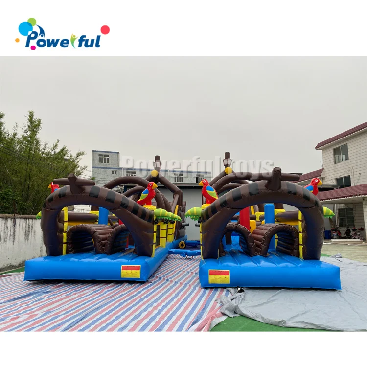 Customized giant inflatable bounce slide porate boat obstacle