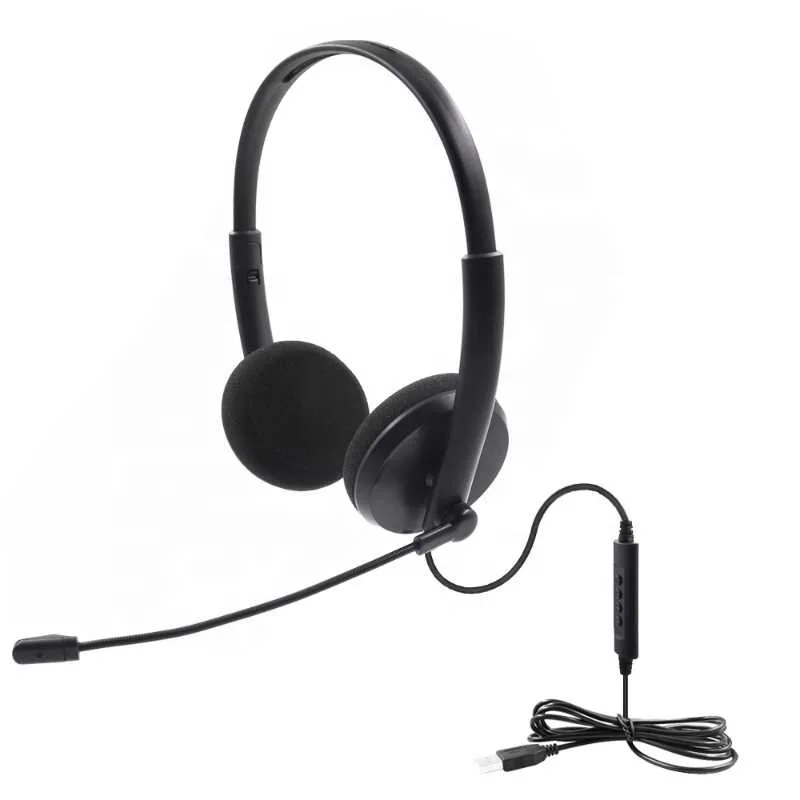 

CE&RoHs High Quality Binaural Office USB Call Center PC Headset With Microphone