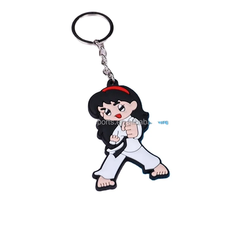 

wholesale mini taekwondo keyring PVC taekwondo keychain