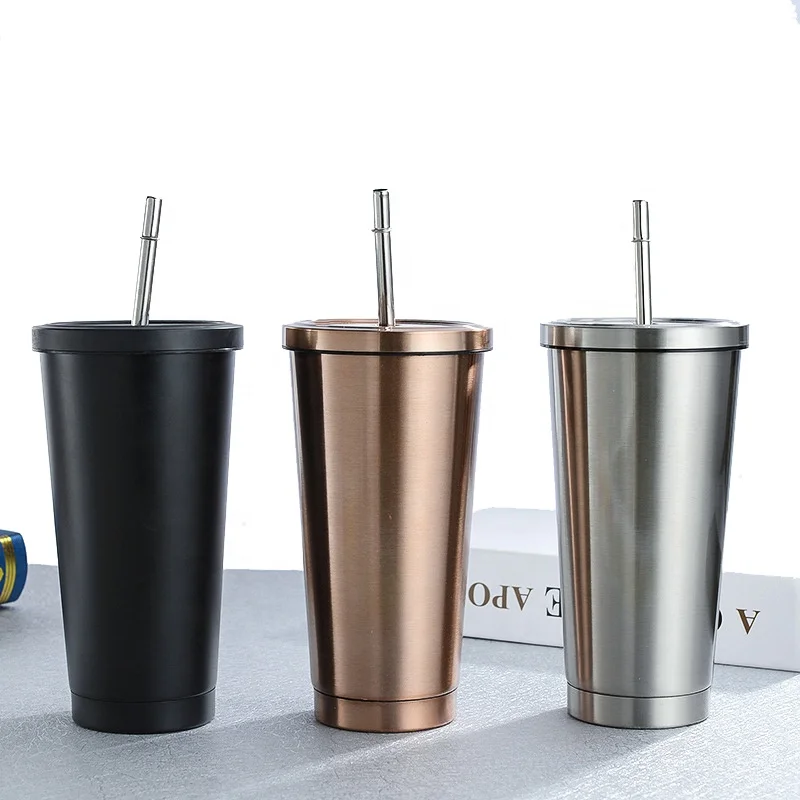 

YIDING Matte Black Tumbler with Straw Flip Lid,Travel Mug Vacuum Insulated Coffee tumbler Beer Cup Steel Bottle with straw lid, As sku or customized color