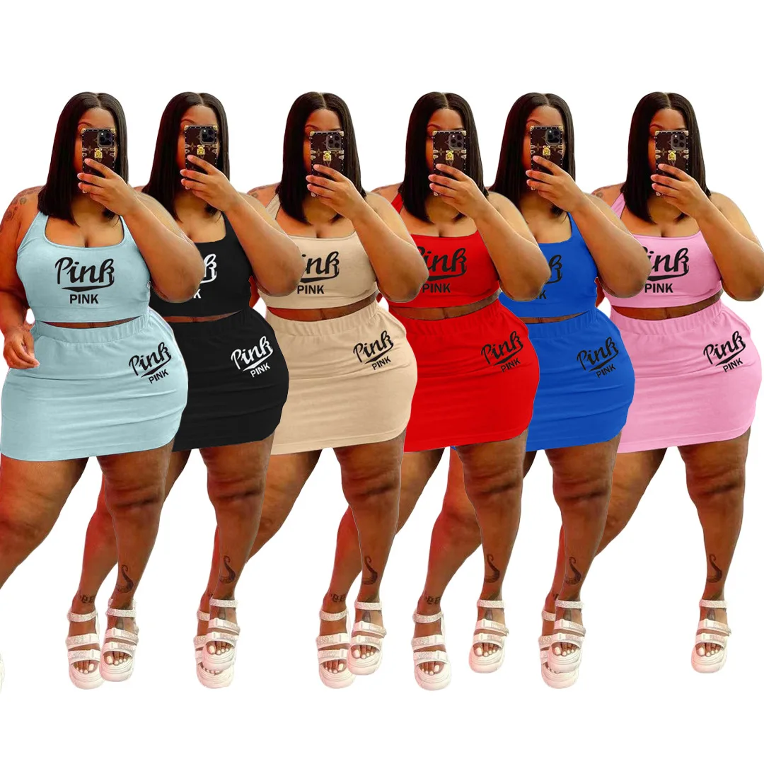 

WA-77225 Plus Size Women'S Fashion Casual Short Skirt Printing Two-Piece Suit