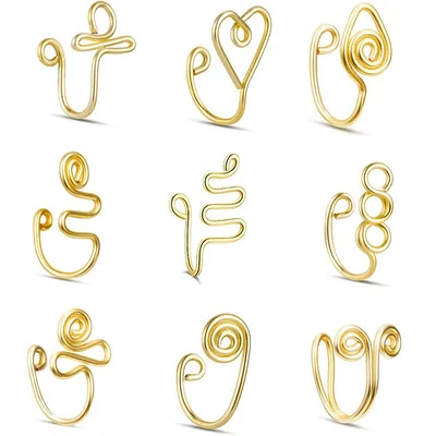 

SC Hot Sale African Nose Cuff Non Piercing Adjustable Face Nose Ring Cuff U Shaped 18K Gold Plated Clip on Nose Ring for Women, Gold, silver, rose gold, black, blue