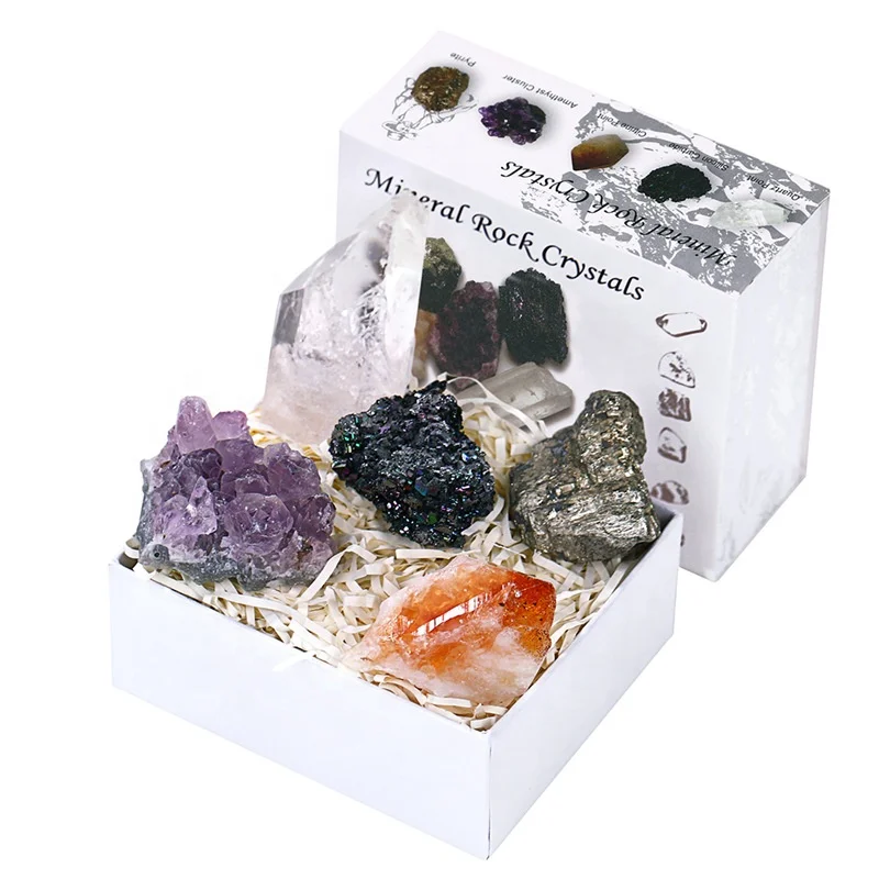 

Natural Stone Ore Mineral Specimen Crystal Rough Agate Stone Raw Ore Rock Collection Art Decoration Set Gift, Picture