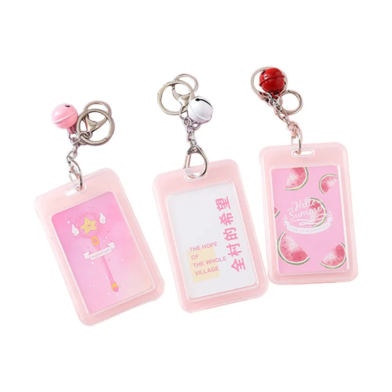 

Korea Fashion Bag accessories Card Case Stars Girls Student Bus Bank Card Bag Letter Peach Key Card Holder, As photo