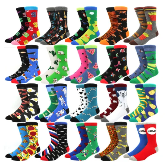 

Combed Cotton Socks food Pattern Long Tube Funny Happy Men dress Socks 2021 Novelty Skateboard Crew Casual Crazy Socks