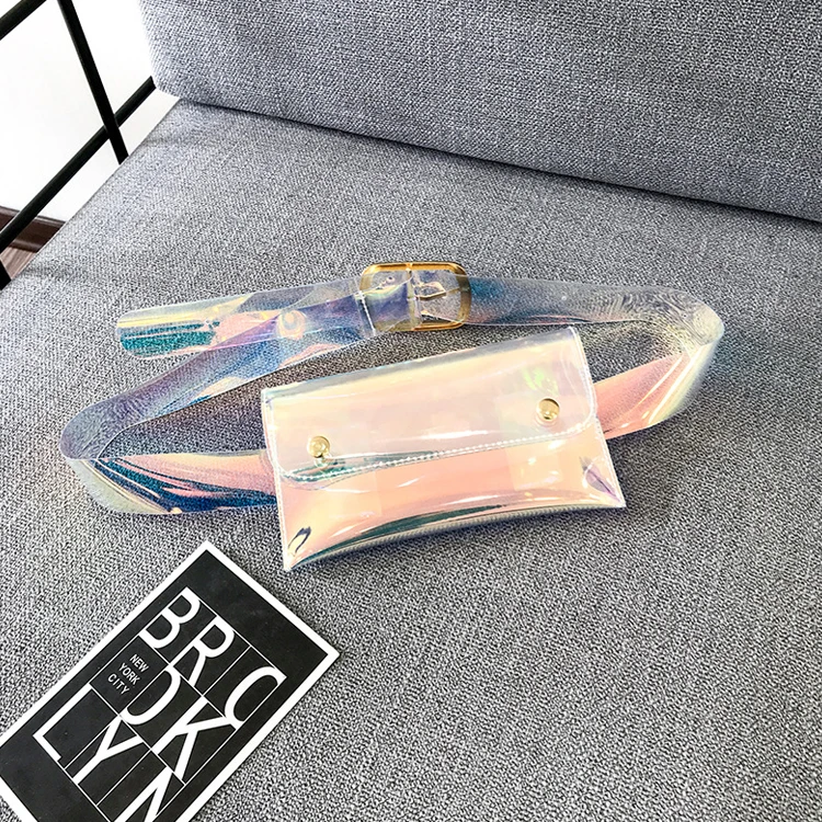 

Wholesale New Fashion Women Accessory Mini Transparent Clear Fanny Pack Laser PVC Waist Belt Bag, Laser or customize color