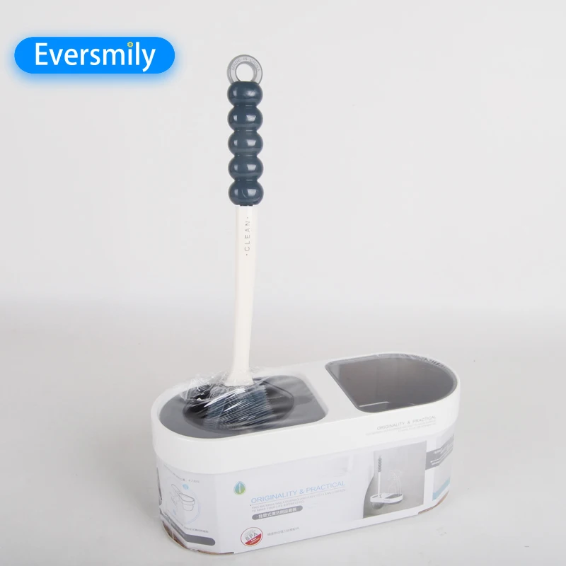 

Household PP Material Bathroom Wall Mounted Toilet Cleaning Brush Holder Set, Blue/grey