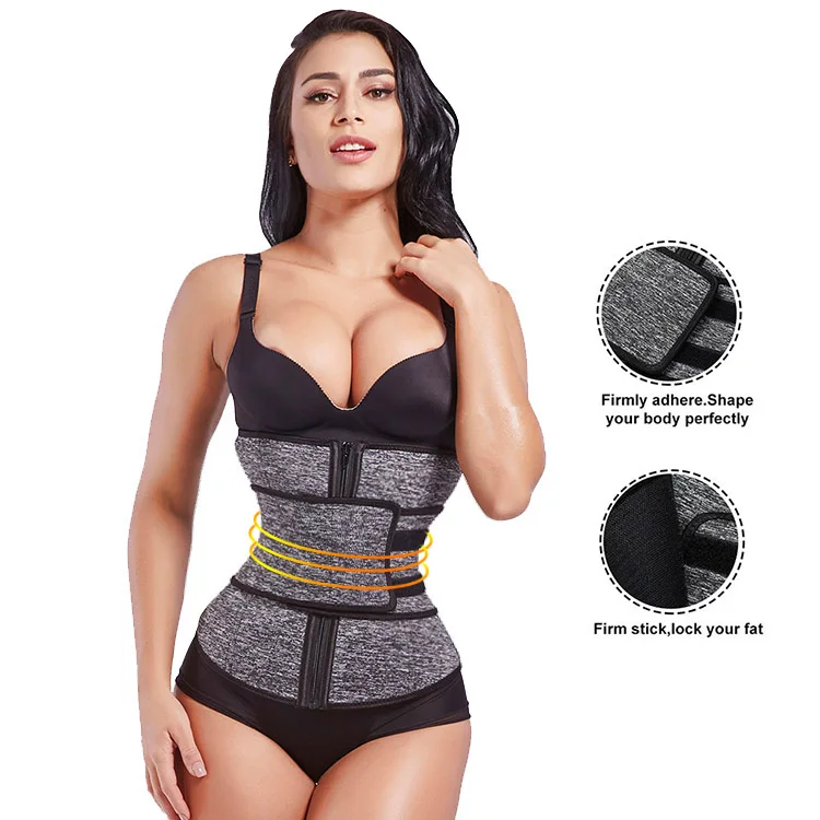 

Abdominal Belt High Compression Zipper Neoprene Waist trimmer Trainer Cincher Corset, As shown;magic back support