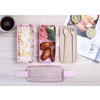 

750ml Healthy Material 2 Layer Wheat Straw Bento Boxes Microwave Dinnerware Food Storage Container Lunch Box