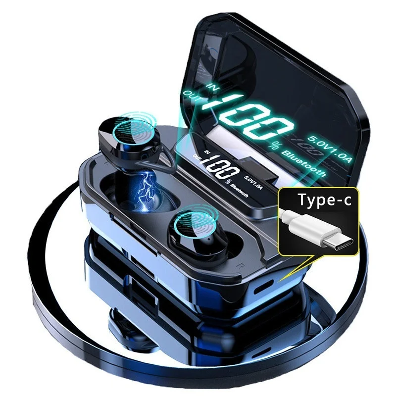 Bluetooth 5.0 Stereo Earphone Wireless IPX7 Waterproof Touch Earbuds Headset with 3300mAh Battery LED Display