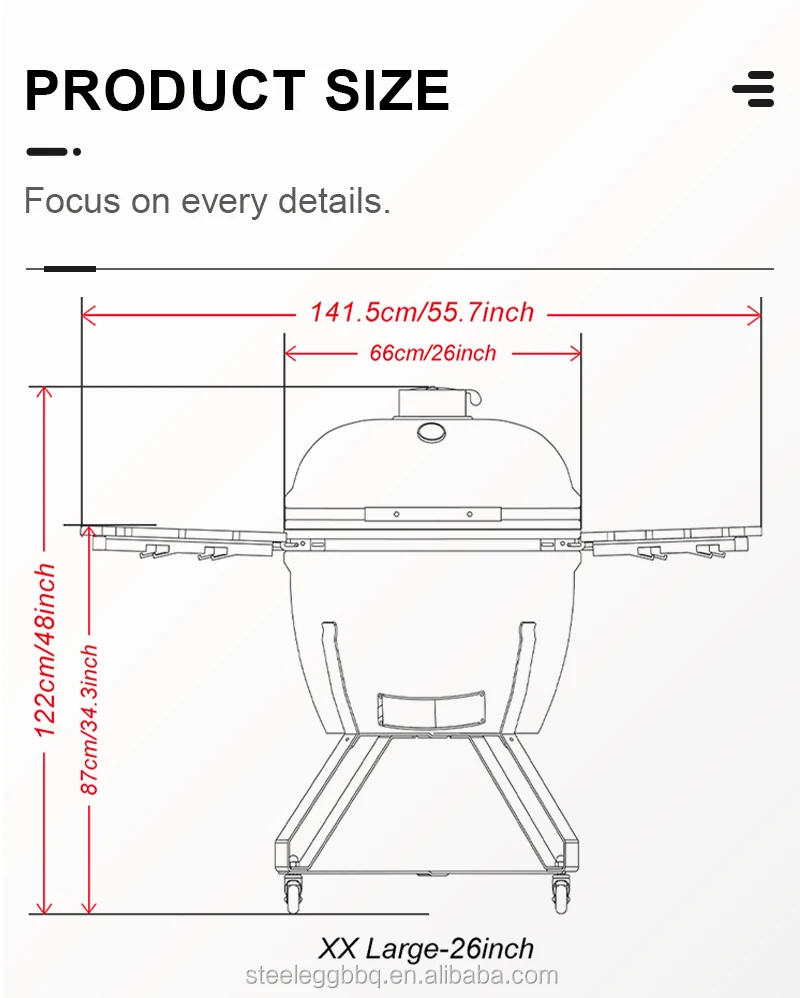 Seb Kamado 26 Inch Barbecue Modern 26 Oem Ceramic Outdoor Camado Grill ...