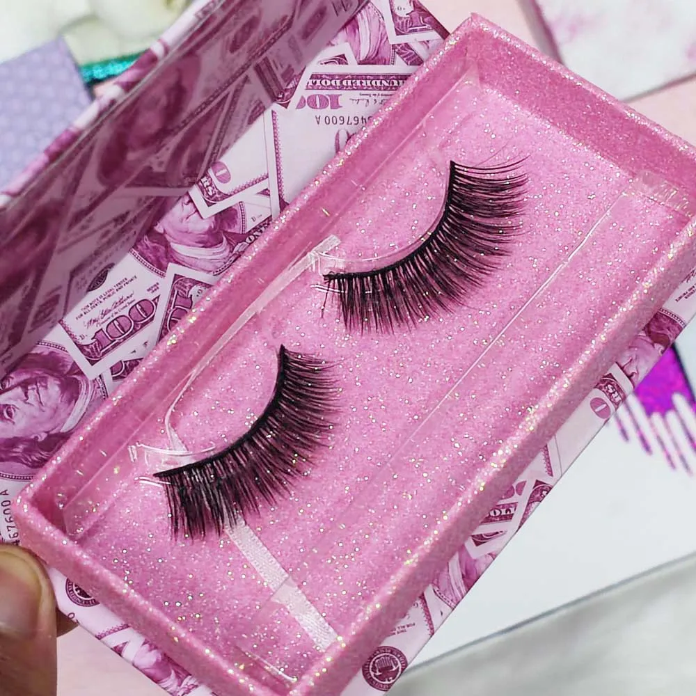 

Pink Boxes Silk 15mm Mink Lshes 3d 25mm Vendors dollar Case Paper Box Individual Eyelashes, Natural black