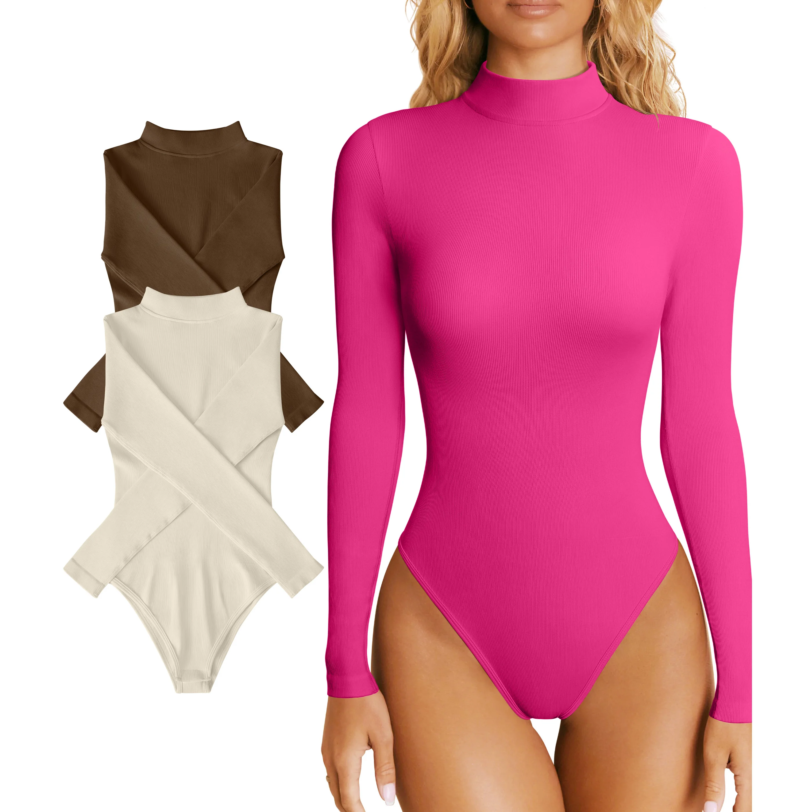 

New Fitness Jumpsuits High Neck Long Sleeve Top Women's Yoga Bodysuits