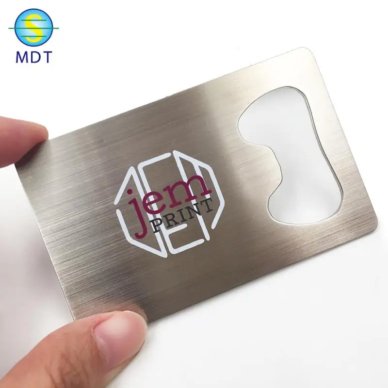 

DU business card metal bottle opener custom, Cmyk color or pantone color