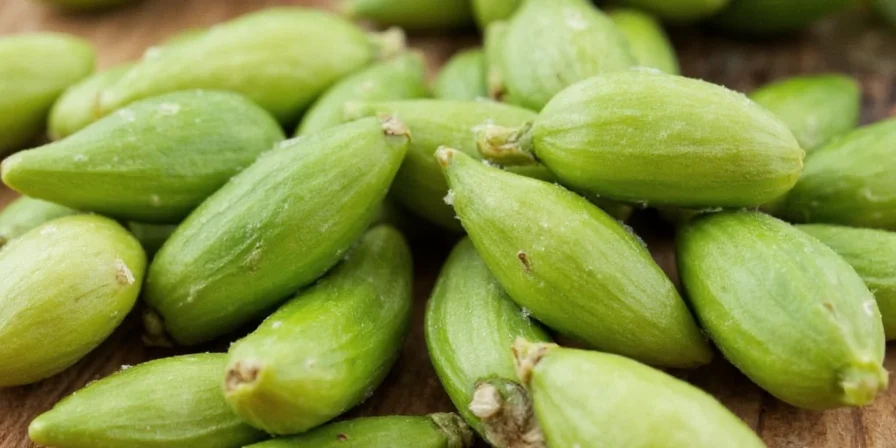 Green cardamom pods stored in glass jars