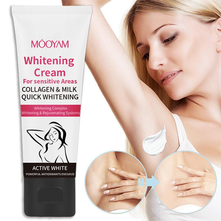 

OEM Natural Dark Area Skin Whitening & Rejuvenating Body Lotion Skin Lightening Bleaching Underarm Whitening Cream, White color