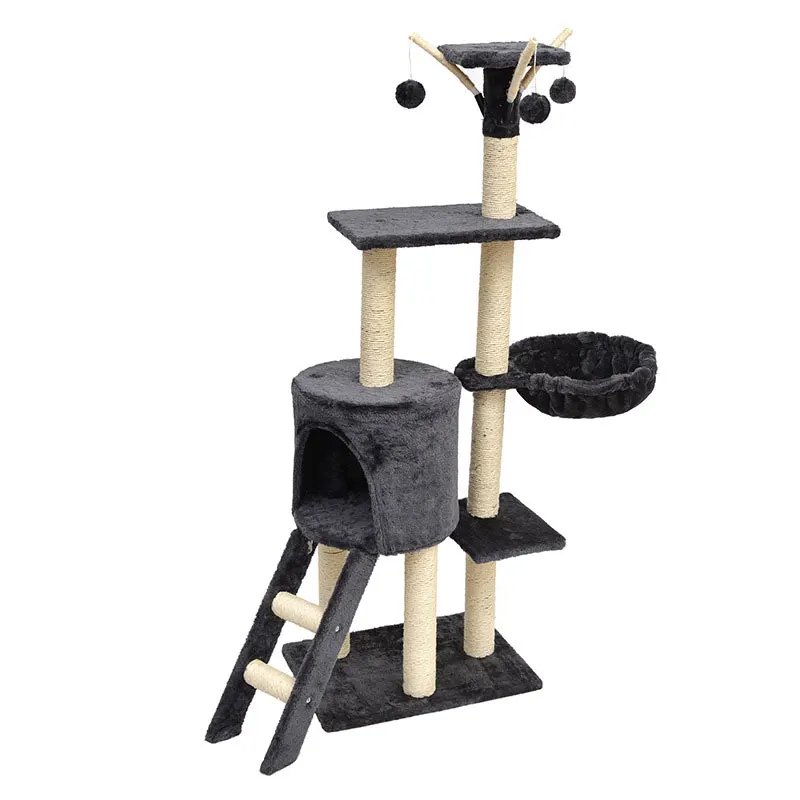 

Pet Furniture Lounge Cheap Luxury Modern Nature Sisal Large Climbing Frame Scratcher Components Wood Cat Tree House tower, As picture