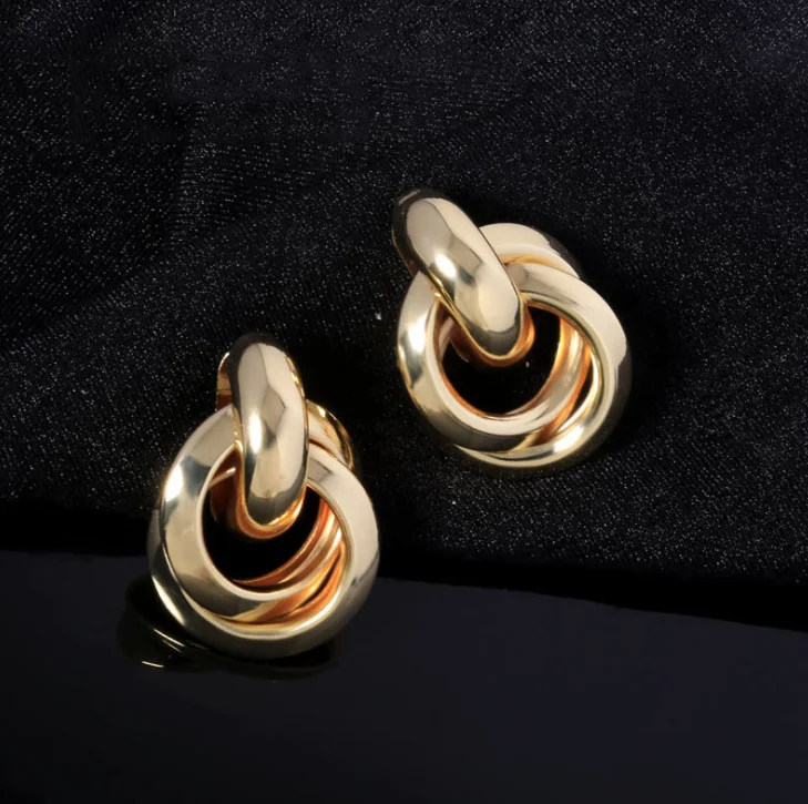

2021 New Design S925 Silver Needle Geometric Alloy Gold Earrings