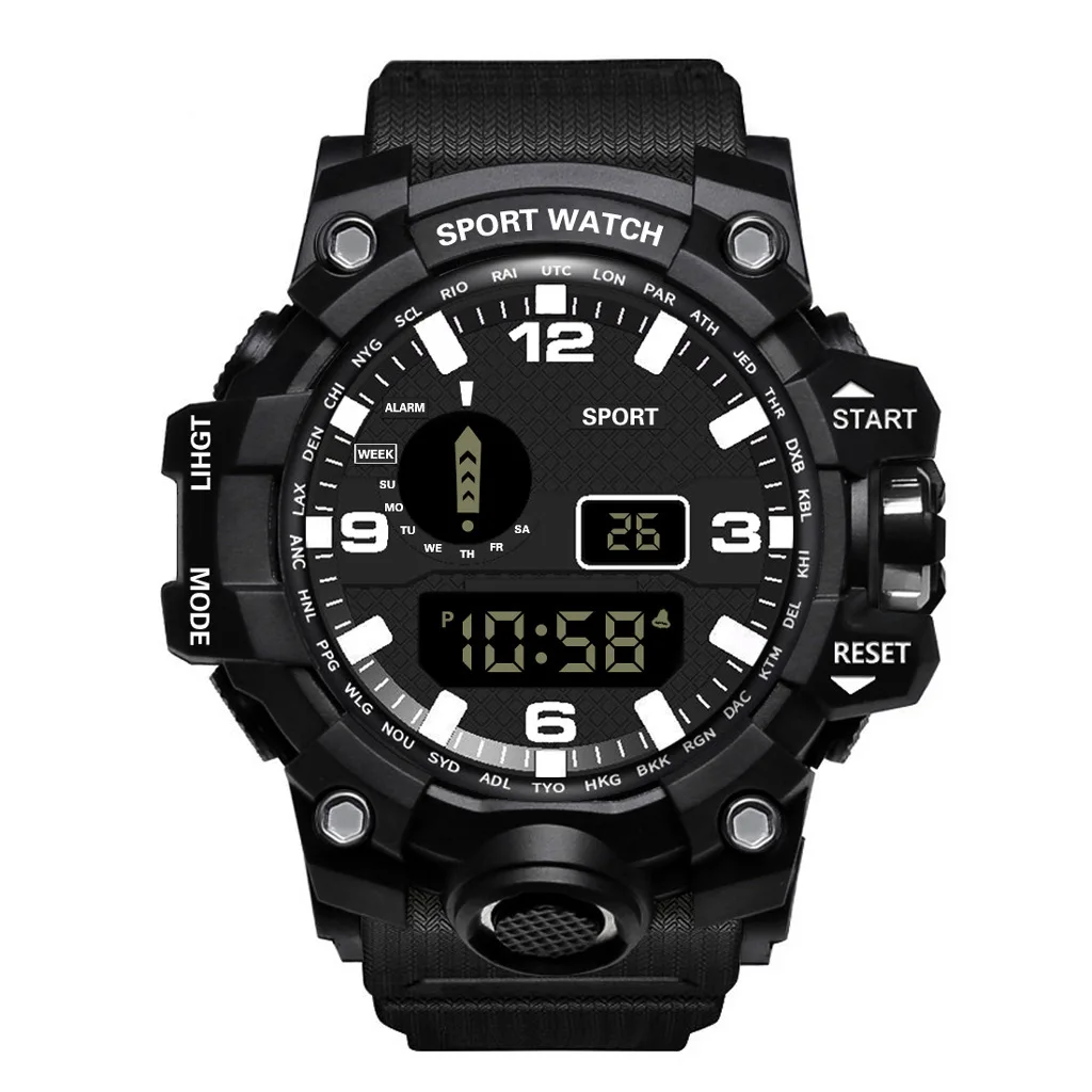 

custom nice digital watch men Round army black digital watches hand big electronic lcd display digital watch water resist