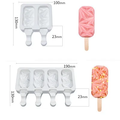 

New DIY Creative Home Made Popsicle Mold 4 Connect 8 Connect Diamond Shaped Ice Cream sSilicone Mold, White