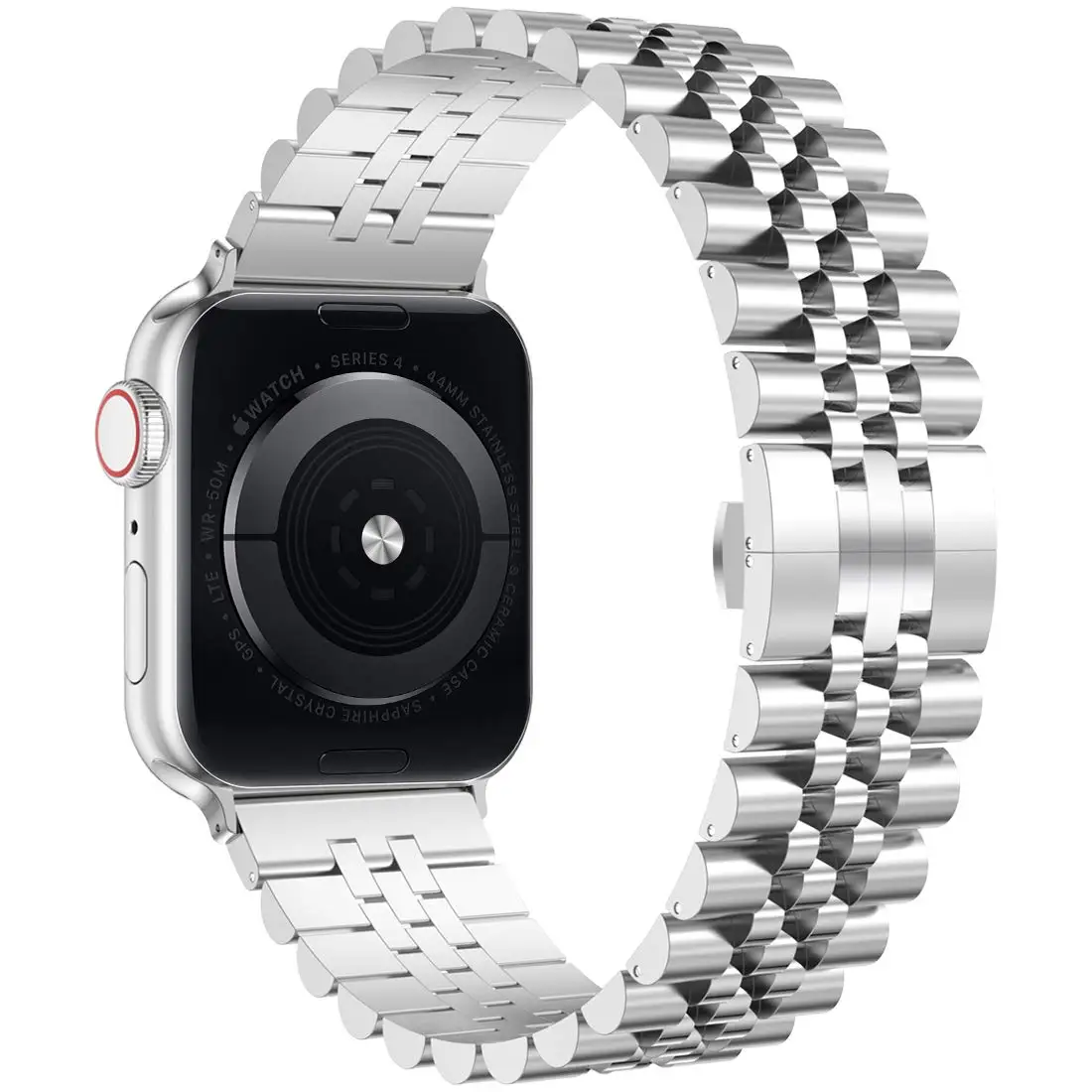 

for Apple Watch Band Stainless Steel Heavy Band with Butterfly Link Bracelet for iWatch Series 5/4/3/2/1 40 44mm, Black