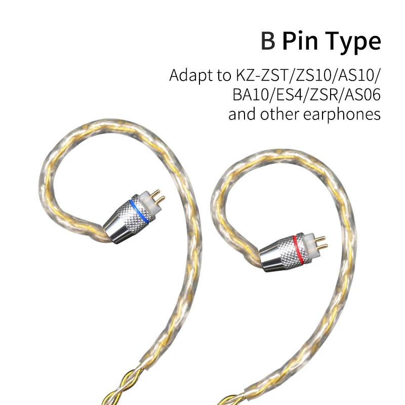 KZ Cable 8 Strands Gold Silver Mixed plated Upgrade cable Headphone wire for C10 ZST T2 ZST ZSX ZS10 PRO ZSN ES4