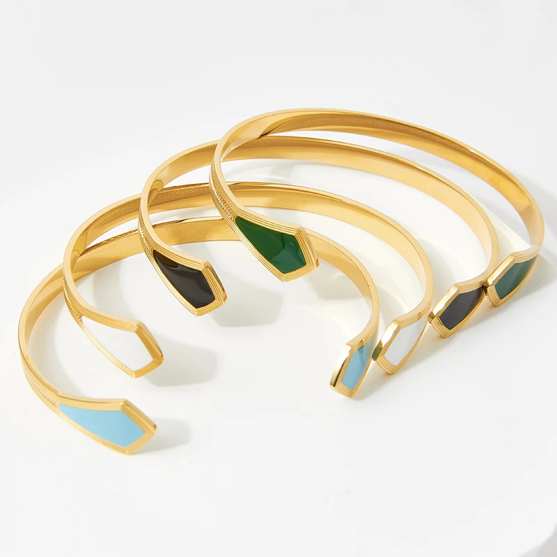 

Drip Color Open Bracelet Stainless Steel Accessories PVD Gold Plated Fashion Bracelet