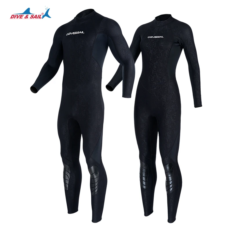 DIVE&SAIL Man Women Customized 1.5mm Neoprene SCR Back Zipper Long Sleeve Crew Neck Eco-Friendly Sport Wear Spearfishing Wetsuit