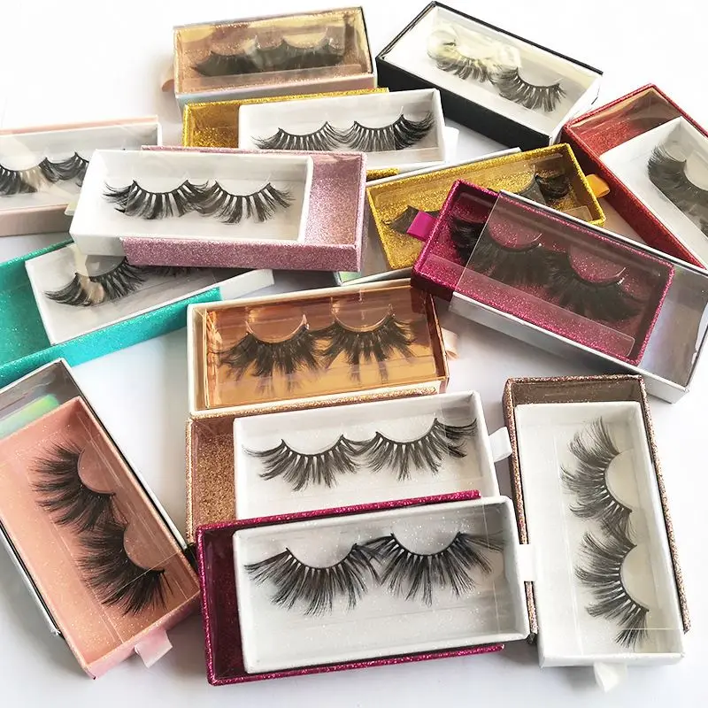 

wholesale vendor 3d 5d faux mink eyelash fluffy 25mm eyelash 3d faux mink lash with private label false eyelash packaging box, Natural black
