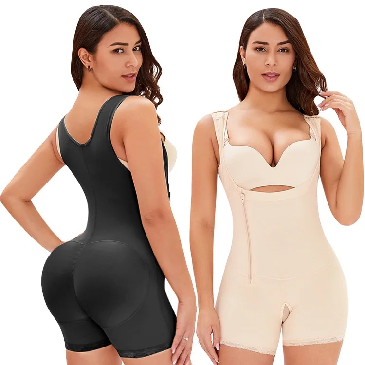 

Faja Colombian Zipper Full Body Shaper Plus Size Shapewear for postpartum women super control full body thigh shaper slimming, Black / nude / gray