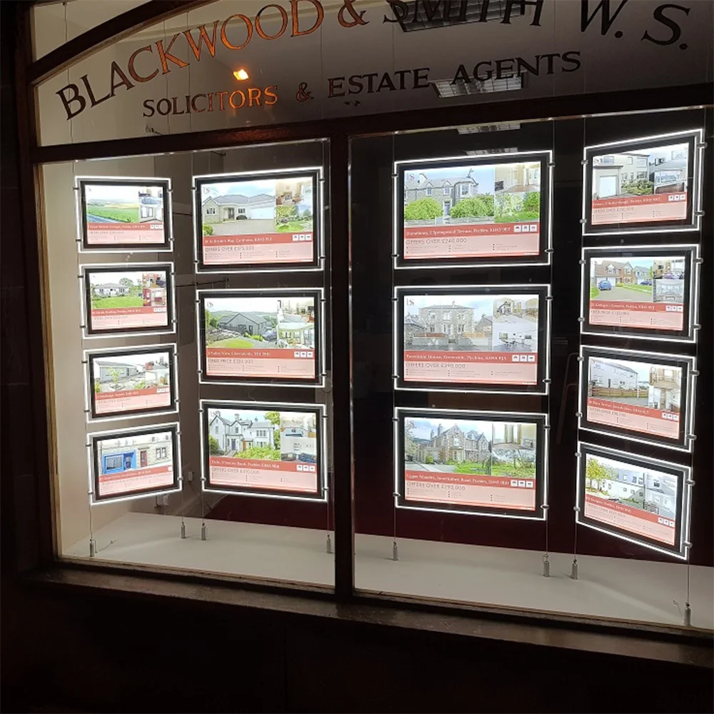 New Real Estate Sign Board Acrylic LED Light Box Vitrine with Multi-Color Frame and High Brightness for Multi-Use Wholesale