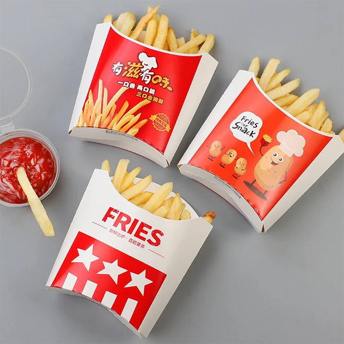 

RTS Single-use Custom Printed Takeaway French Fries Paper Box Fried Chicken Fast Food French Fries Packaging Paper Lunch Boxes