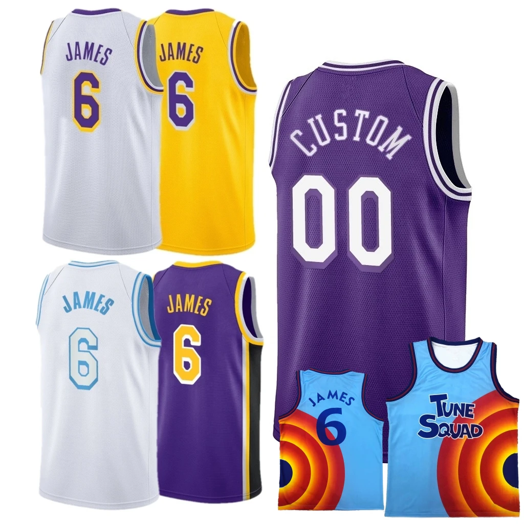 

Customized Wholesale #6 LAL Shirt Jersey Men Basketball Uniform Tune Squad James Signed Jersey, Customized colors