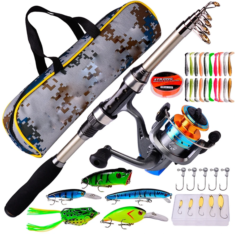 

Amazon Portable Fishing Rod Wheel Line Lure Set Fishing Accessories Bolsos De Pesca Carbon Fiber Bag Fishing Tackle Set