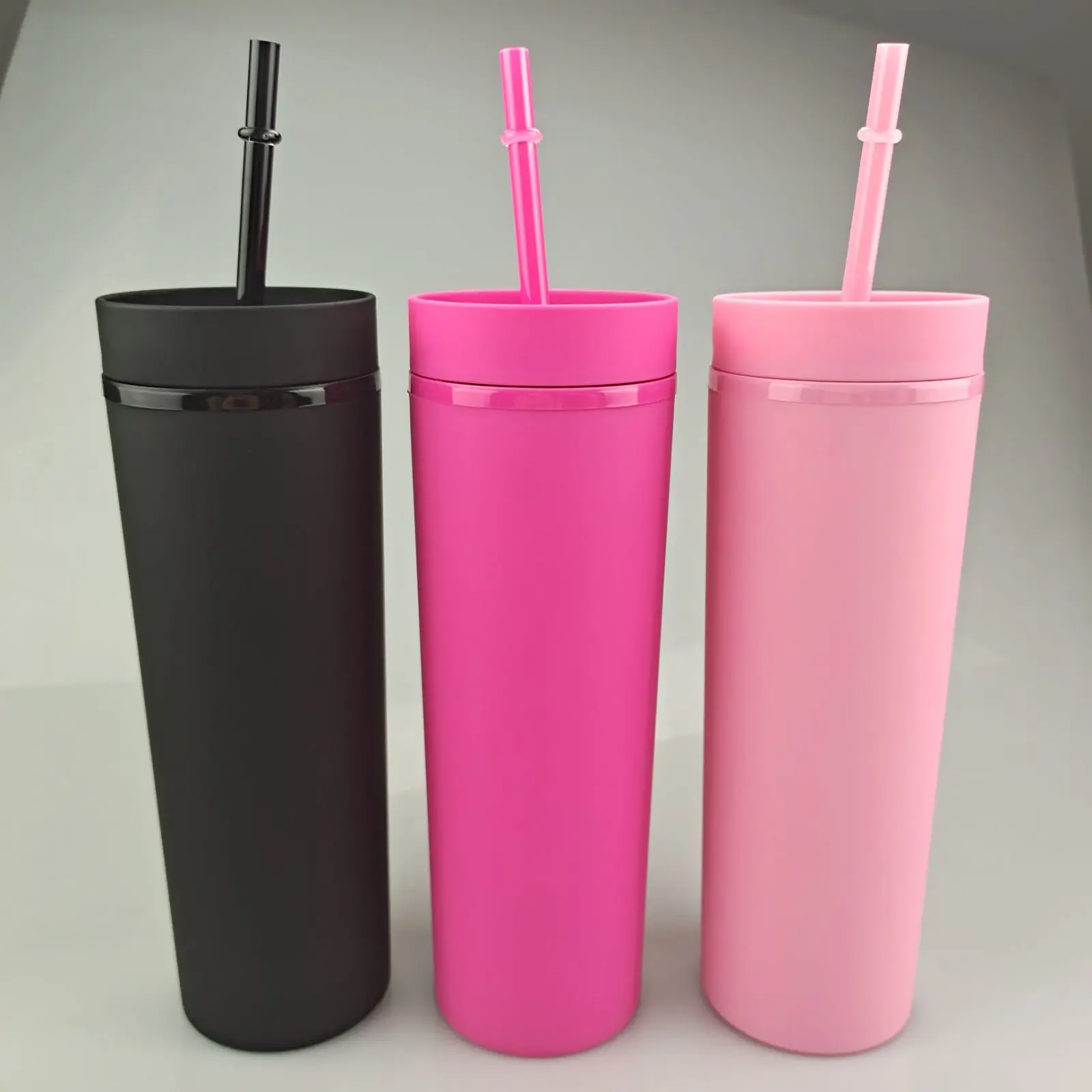 16oz Tumbler Double Wall Plastic Tumblers With Lid And Straw Acrylic