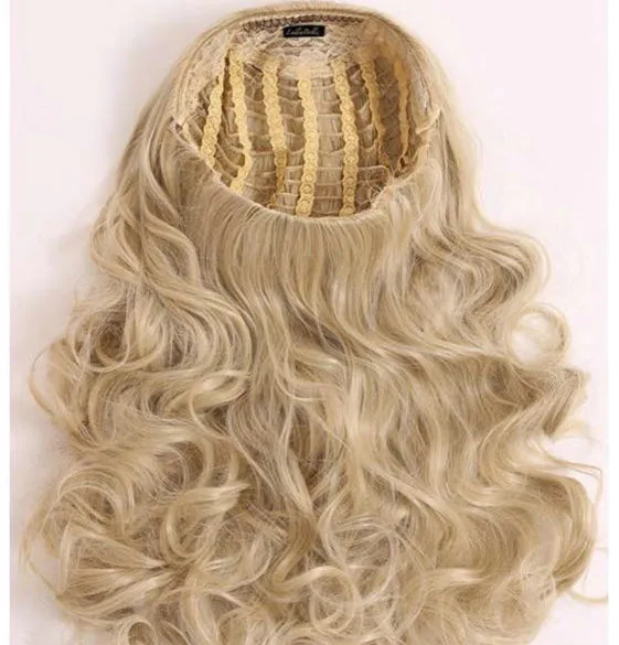 

613 Blonde Body wave human remy 3/4 half wigs clip in wholesale large small c ap human hair wigs