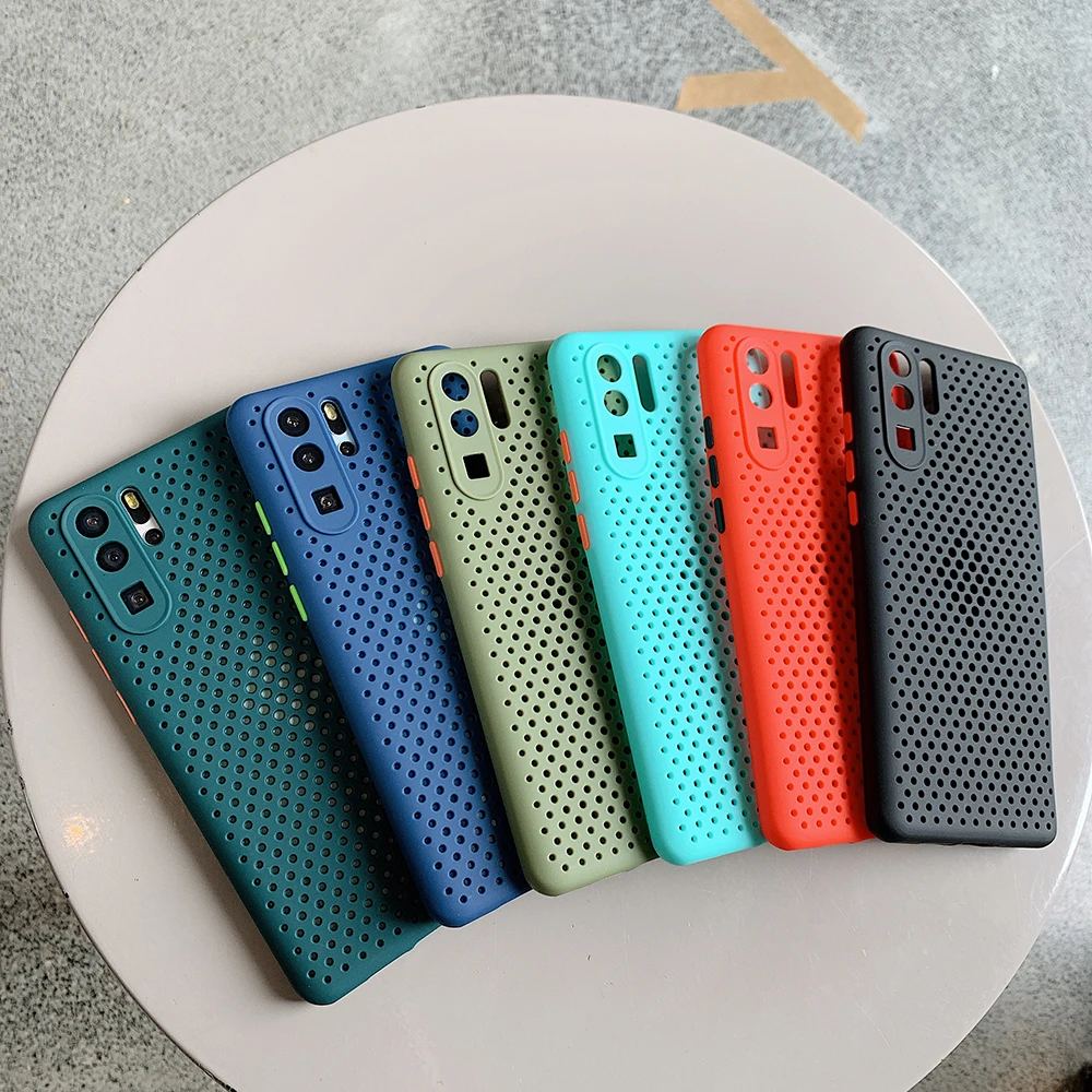 

Heat Dissipation Breathable Cooling Phone Case For Huawei P40 P30 Pro Mate 30 Pro Soft TPU Camera Protection Back Cover