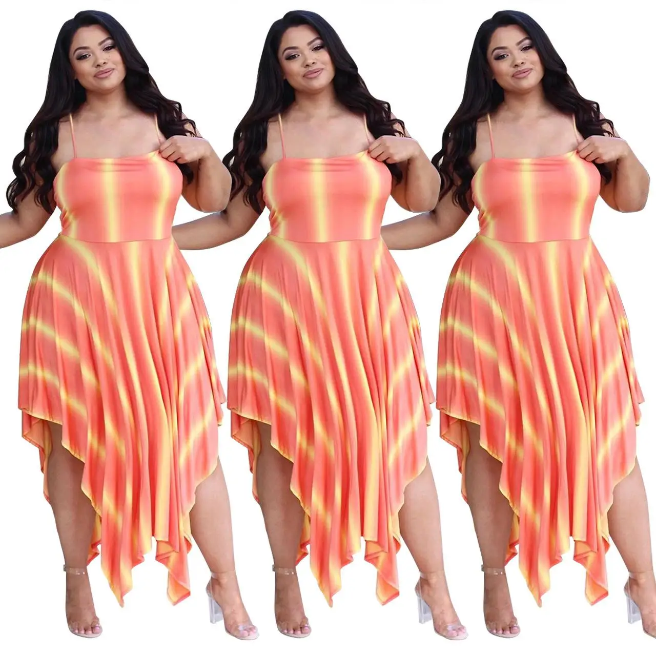 

Summer Women clothing plus size fashion irregular casual slip sexy dress