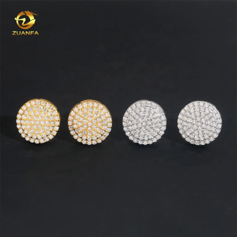 Fine Jewelry S925 Hip Hop Style Sterling Silver Moissanite Diamond Iced Out Stud Earrings