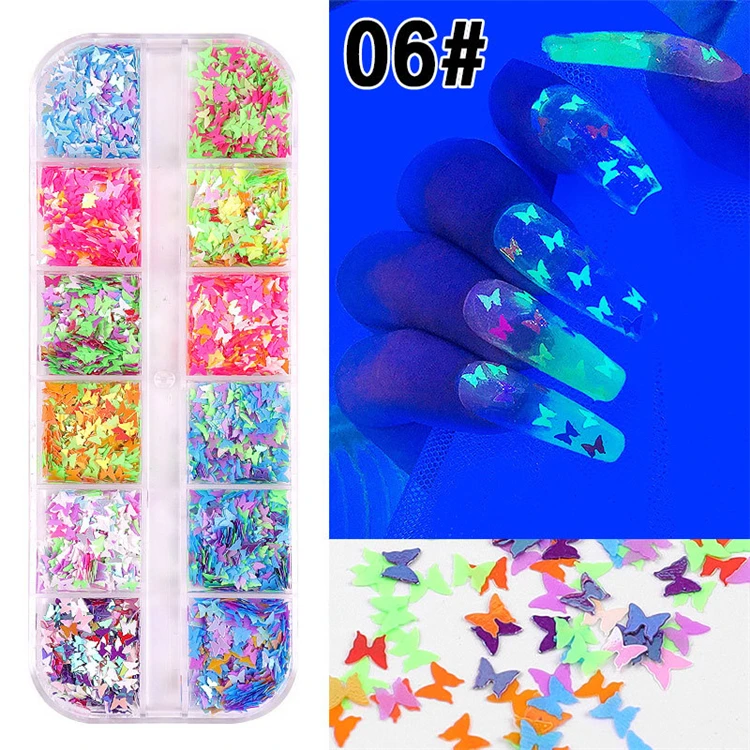 neon 3d butterfly nail art sequins