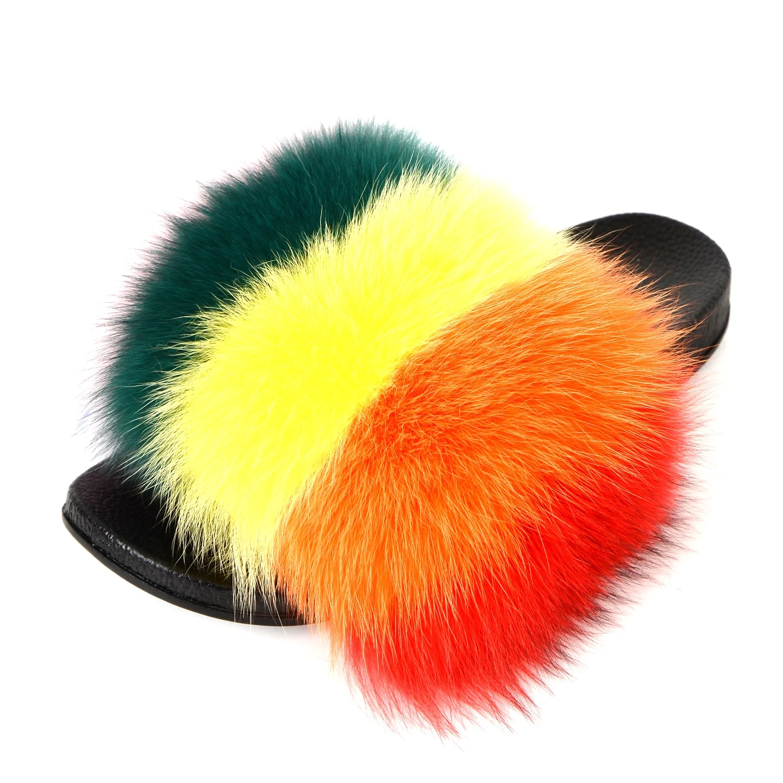 

drop shipping Wholesale wholesale fox big fluffy Slippers/fur slippers for women, Customized color