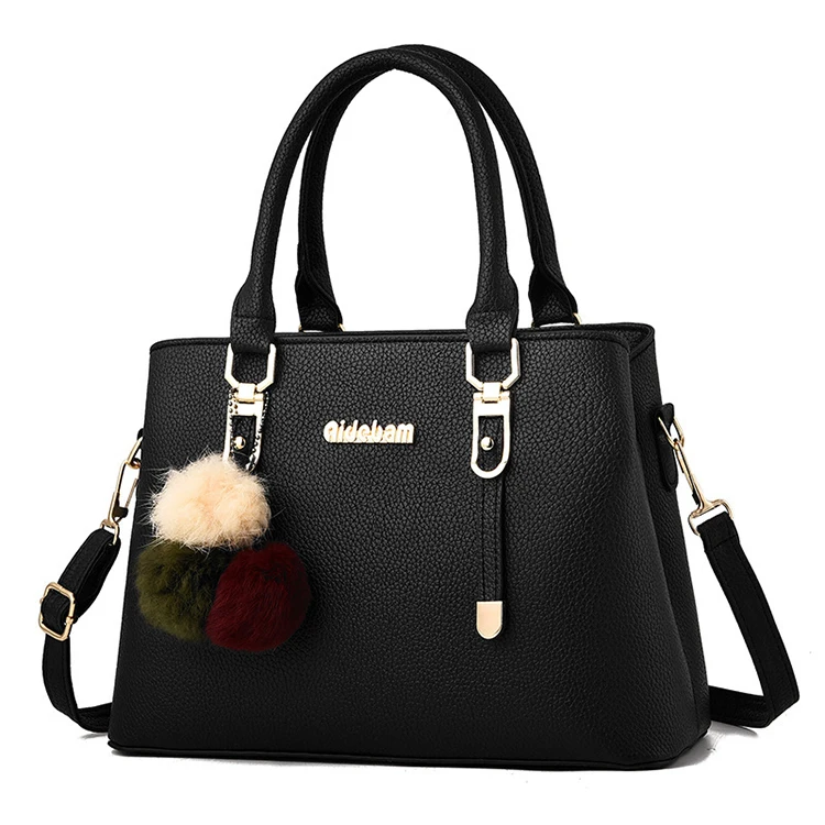 

CB534 Large-capacity handbag hair ball ladies girls fashion pu leather shoulder bag for women