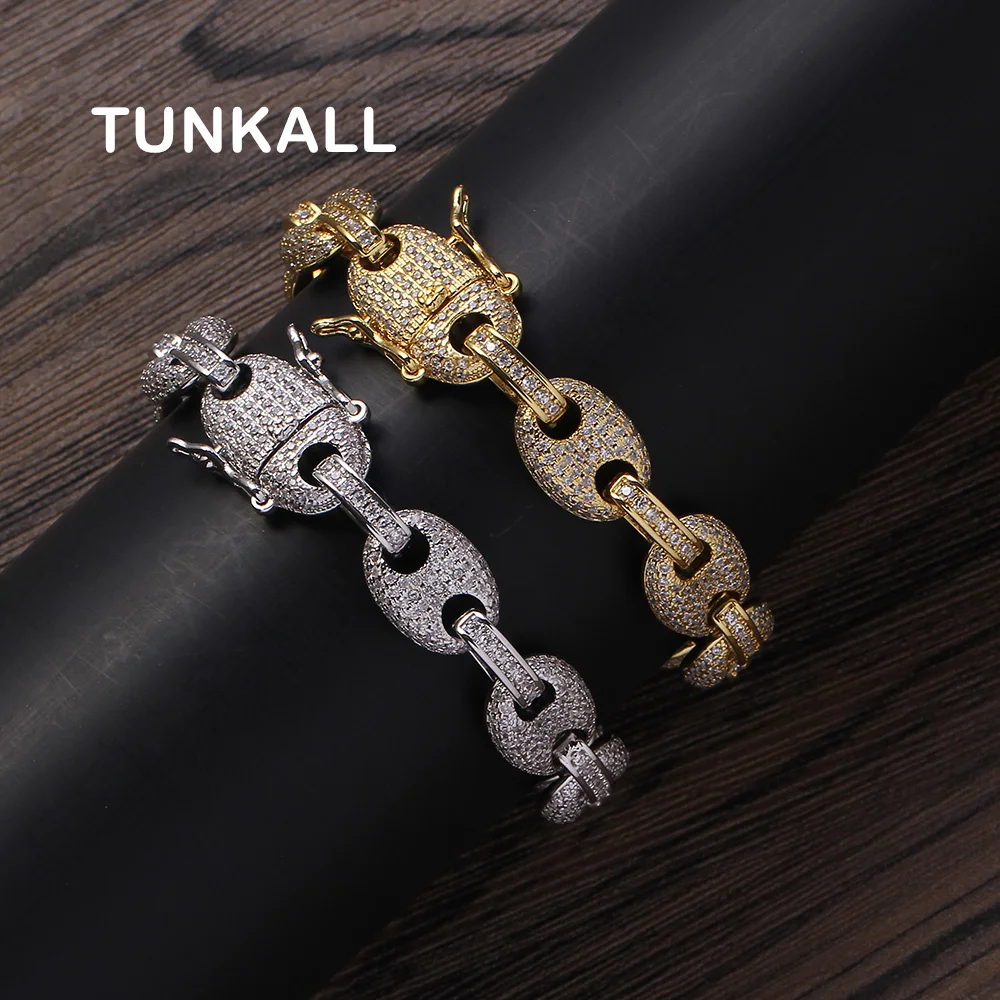 

BB017 12mm Bracelet brass setting CZ Chain Iced Out Cubic Zircon Bling Bling Jewelry